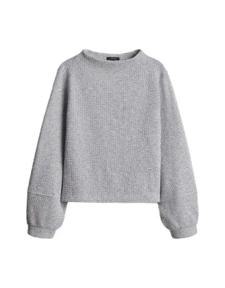 Opus - Sweatshirt mit zweifarbiger Strickoptik - Glimsa grau - Gr. - 36