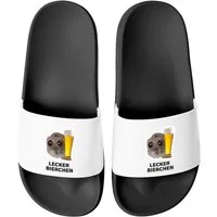 MoonWorks Badeschlappen Herren Damen Unisex mit Spruch Lecker Bierchen Badesandale