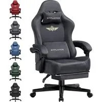 GTPLAYER Gaming-Stuhl Stoff/Kunstleder mit Taschenfederkissen großer Gamer Stuhl, 150KG (Gaming Chair mit hoher Rückenlehne und Fußstütze), Bürostuhl Gaming Sessel Gepolstert für Jugendliche und Erwachsene