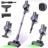 lubluelu Akku-Hand-und Stielstaubsauger P2 kabellos 6in1 Akkustaubsauger mit Geen LED 40KPA, 150 W, beutellos, 40000 Pa / V-förmige, große Anti-Verhedderungsbürste