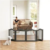 PawHut Hundegitter mit Füßen (Klappbar Absperrgitter, 1 St., Freistehendes Schutzgitter), für Treppen, Türen, Küche, Flur, 4 Paneelen, Schwarz