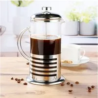 Haushalt International Kaffeebereiter, Glas, handlich, Edelstahl, Ziehkaffee, Elegant