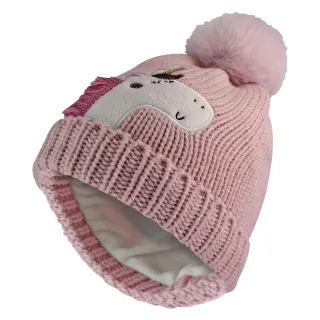 Kinder Einhorn Beanie-Mütze mit Pom Pom | Jungen & Mädchen Wintermütze mit Bommel