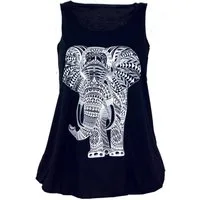 Guru-Shop T-Shirt Retro Art Tanktop mit Ethnodruck - Elefant.. Festival, Ethno Style, alternative Bekleidung