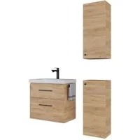 Planetmöbel Badmöbel-Set Badmöbel-Set 63cm mit 2x Midischrank, (Waschbeckenunterschrank, Badezimmerschrank)