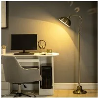 HOMCOM Stehlampe Stehleuchte, Bogenlampe, verstellbarer Lampenschirm, E27 Fassung, Metall 42 x 25,5 x 152 cm