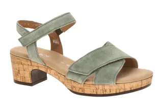 Gabor 82.072 Damen Plateau Sandalette Riemchen gr?n pine Velourleder