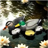 Gravidus Teichfigur Schwimmenten-Set aus Kunststoff 5-teilig Realistische Teichdeko