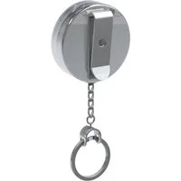 BASI Gürtelhalter Gürtel-Clip, Schlüsselring, Silber, Ø 5,2 cm, Kette ausziehbar 60 cm