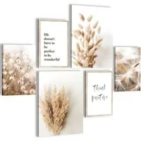 Novart Wandbild Boho Beige Pampas Wohnzimmer Deko, Boho2