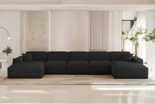 Wohnlandschaft Sofa U-Form CELES PREMIUM XL in Stoff Sven Schwarz