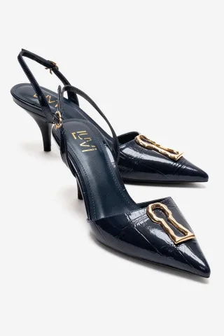 Yvella Schnalle Spitzer Zehenbereich Stiletto Pumps