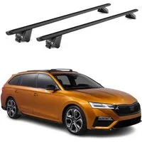 OMAC Dachträger Gepäckträger für Skoda Octavia SW NX 2020-2025 Alu Schwarz 2x ABE (2-St), Wasserbeständig,Abnehmbar,Multifunktional,Leichtgewichtig