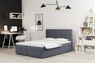 Boxspringbett Schlafzimmerbett FRASCO 200x220cm in Stoff Jasmine Dunkelgrau