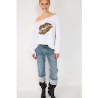 No Matter What Kapuzensweatshirt Sweatshirt mit Leopardenmuster und Lippenprint