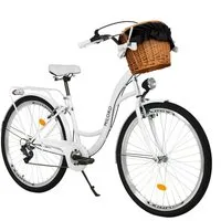 Milord Cityrad Milord City Fahrrad Weidenkorb Damenfahrrad, 28/26 Zoll, Weiß, 7-Gang, 7 Gang, (Fahrradständer, Gepäckträger, Klingel, Korb, Kotflügel)