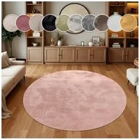 Paco Home Fellteppich Kunstfell Soft 380, rund, Höhe: 14 mm, Langflor, Kuschelteppich - besonders weich, Uni-Farben