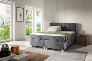 Boxspringbett Elektrisch Bett HENRY 180x200cm in Stoff Fresh Grau