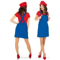 Fries Latzrock Latzrock Blau Kostüm Kleid Mario Fasching Karneval Party Cosplay S-L