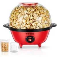 FOHERE Popcornmaschine 4.5L 700W Popcornmaschine mit 2 Messbecher, für Zucker und Öl, Automatisches Rühren
