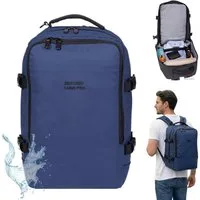 BestWay Bags Reiserucksack Handgepäck Rucksack für Ryanair aus Plane, Cabin Pro Flugzeug Kabinenrucksack Laptoprucksack 40350 + Koffergurt