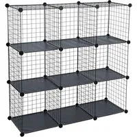 ESTEXO Regal system Steckregal Schwarz DIY 9 Fächer Metall Würfelregal Stufenrega