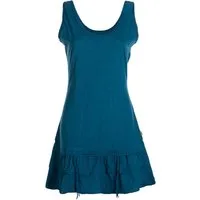 Vishes Minikleid Damen Baumwolle Trägerkleid Raffung Volant Verstellbar Boho Alternative Mode, Boho, Hippie, Ethno, Festival