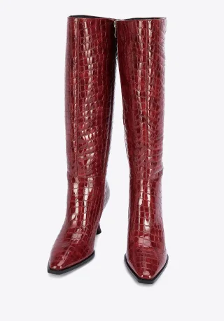 Wittchen Damen-Stiefeletten aus Lackleder mit Krokoprägung und hohem Absatz