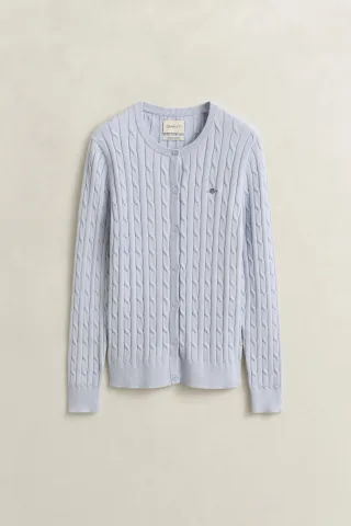 GANT - Strickjacke mit Zopfmuster light blue - Gr. - XXL