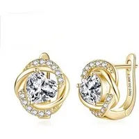 ROUGEMONT Paar Creolen Funkelnde Moissanit Damen Creolen Ohrringe Herz-Design VVS1, Echtschmuck mit Echtheitszertifikat VVS1 D Qualität 0,8ct