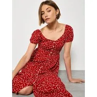 Apricot Druckkleid Mini-Midikleid mit Herzprint