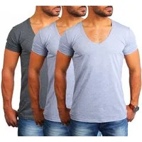 Young & Rich T-Shirt Herren Uni Basic extra tiefer Ausschnitt Unterziehshirt 1315 V-Ausschnitt unifarben kurzarm slim fit
