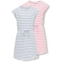 KIDS ONLY Jerseykleid KOGMAY LIFE S/S DRESS JRS 2-PACK (Packung, 2-tlg) im sommerlichen Streifen-Look und mit Bindeband in der Taille