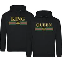 Couples Shop Kapuzenpullover King & Queen Hoodie Pullover für Paare mit trendigem Print im Partner Look