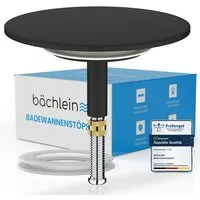 Bächlein Badewannenstöpsel Hochwertiger Badewannenstopfen mit Excenterverschluss, (Schwarz-matt), Ablaufgarnitur für jede Badewanne inkl. Dichtungen