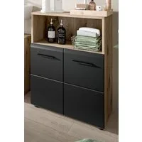 Inn.Furn Badkommode Cover (Badschrank in Schwarz und Eiche, 2-türig, 60 x 80 cm), mit viel Stauraum