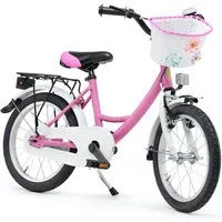 Klee-Kids Kinderfahrrad 16 Zoll Matt Pink Fahrrad für Kinder ab 4 Jahre Mädchenfahrrad, Rücktrittbremse, Ständer, Korb, Klingel, Gepäckträger