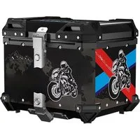 GARRYFIZH Topcase Topcase Motorrad Motorrad Koffer Top Case, Aluminiumlegierung 65L Schwarz