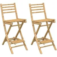 vidaXL Gartenstuhl Outdoor-Barhocker mit Fußstützen 2 Stk. Klappbar Bambus