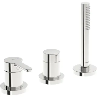Hansa Hansadesigno Fertigmontageset 53259063 Einhebelmischer für alle 3-Loch-Einbausets, Rosette rund, chrom
