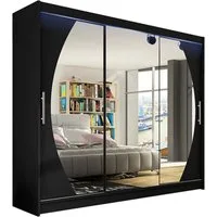 MIRJAN24 Kleiderschrank Aston V (mit Frontspiegel, Schiebetüren) Garderobe mit 3-türig, Schwebetürenschrank, 250x215x58 cm