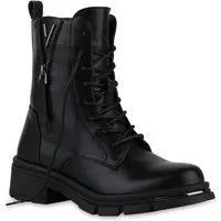 VAN HILL 841392 Schnürstiefelette Damen Leicht Gefüttert Schnürstiefeletten Stiefeletten Lack