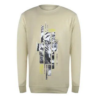 Cavalli Class - Beiges Sweatshirt Mit Zersplittertem Tiger-logo