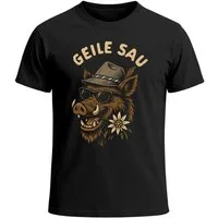 MoonWorks Print-Shirt Herren T-Shirt für das Oktoberfest Geile Sau Wildschwein Trachtenhut mit Print
