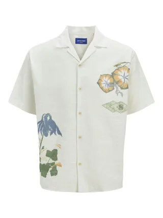 JACK&JONES - JORLUKE RETIRO AOP SHIRT SS SE25 cloud dancer - Gr. - XL