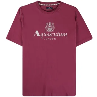 Aquascutum Active - T-Shirt mit großem Logo in Burgunderrot
