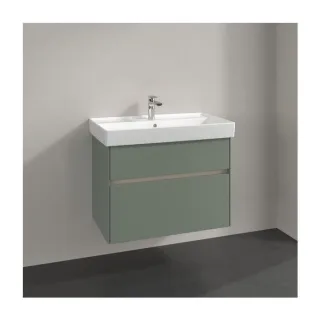 Villeroy und Boch Collaro Waschtischunterschrank C010B0AF 75,4x54,6x44,4cm, Waschbecken mittig, LED-Beleuchtung, soft green