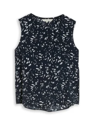 Tom Tailor - Ärmellose Bluse mit Allover-Print blau - Gr. - 36