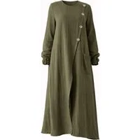 WENOR Longtunika Musselin mit Frontschlitz, Knopfdetail, 100 % Baumwolle, 130 cm Frontschlitz, asymmetrisches Knopfdesign, extra lang