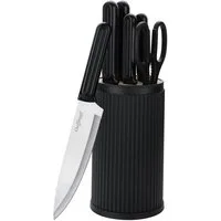 Cheffinger Messer-Set mit Messerblock, 7-teilig, elegantes Design - robust & ergonomisch (7-tlg), platzsparender Messerständer, ergonomischer Kunststoffgriff